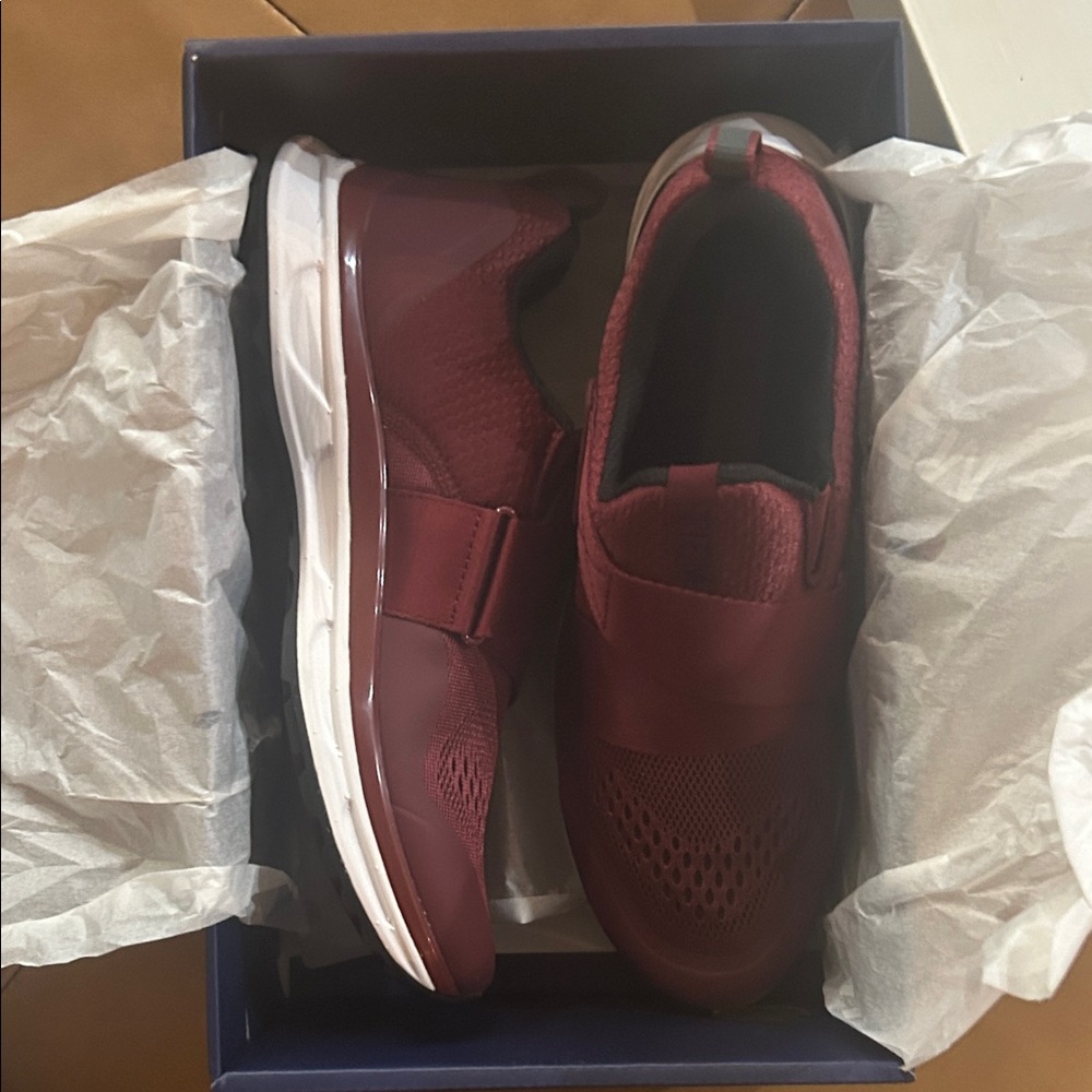 Women's Burgundy Athletic Slip-On Shoes